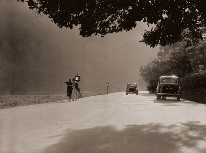 嵐山夕景 [佐名川勉, アサヒカメラ 1940年1月号より] パブリックドメイン画像 