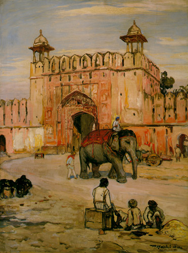 The Ajmer Gate in Jaipur [Yoshida Hiroshi, 1931, from Hiroshi Yoshida Exhibition – Refreshingly Original and Lyrical: A Master of Modern Landscape Painting]