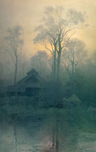 霧の農家 [吉田博, 1903年, 近代風景画の巨匠 吉田博展 清新と抒情より] パブリックドメイン画像 