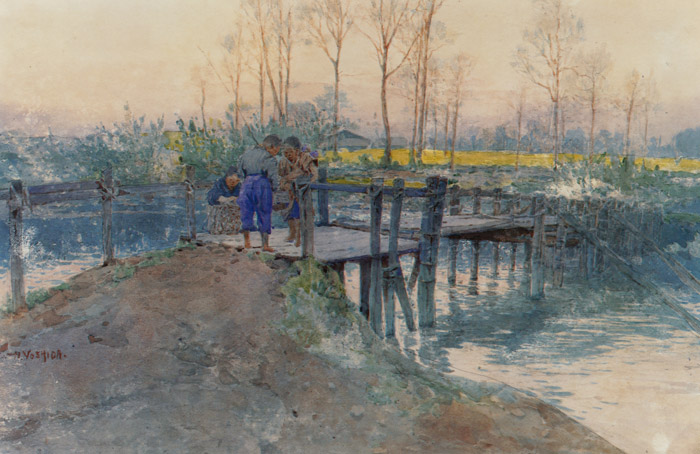 Bridge in the Village [Yoshida Hiroshi, 1902, from Hiroshi Yoshida Exhibition – Refreshingly Original and Lyrical: A Master of Modern Landscape Painting]