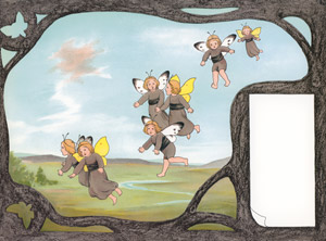 挿絵5（真っ先に飛び立つモンシロチョウとモンキチョウ） [ジビュレ・フォン オルファース, ちょうちょのくにより]のサムネイル画像