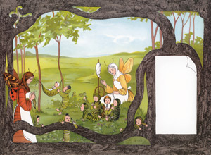 挿絵1（花のお庭で遊ぶのは 蝶々の国の子供たち） [ジビュレ・フォン オルファース, ちょうちょのくにより]のサムネイル画像