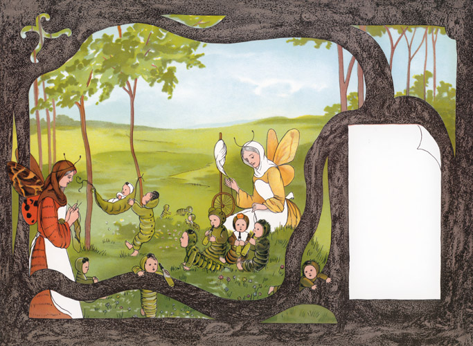 挿絵1（花のお庭で遊ぶのは 蝶々の国の子供たち） [ジビュレ・フォン オルファース, ちょうちょのくにより] パブリックドメイン画像 