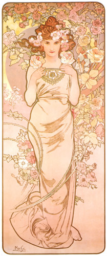 花 薔薇 [アルフォンス・ミュシャ, 1898年, アルフォンス・ミュシャ イワン・レンドル・コレクションより] パブリックドメイン画像 