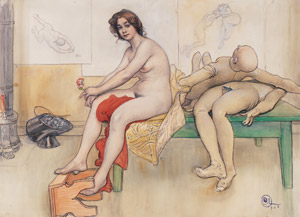 モデル台にて [カール・ラーション, 1906年, スウェーデンの国民画家 カール・ラーション展より]のサムネイル画像