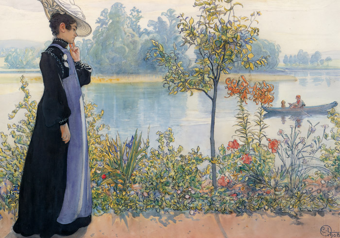 Karin on the Shore [Carl Larsson, 1908, from The Painter of Swedish Life: Carl Larsson]