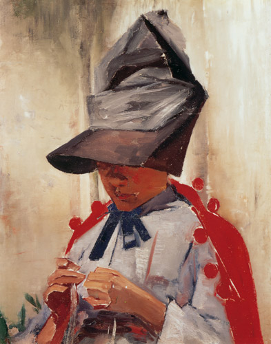 大きな帽子のカーリン [カール・ラーション, 1905年, スウェーデンの国民画家 カール・ラーション展より] パブリックドメイン画像 