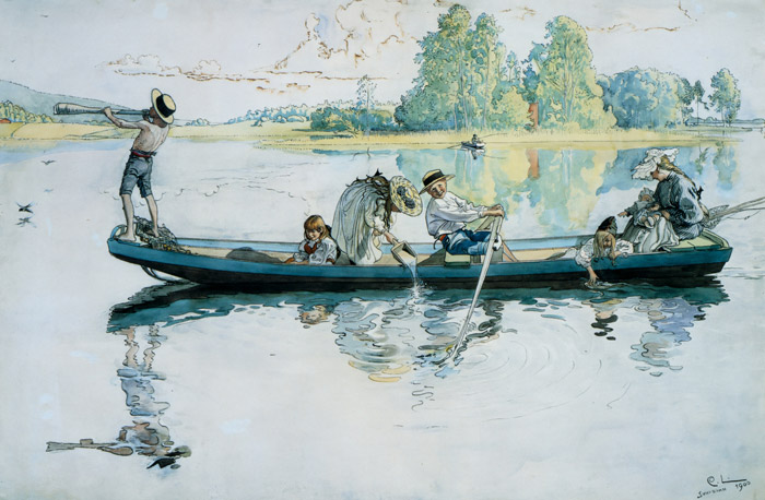 ダーラナのバイキング舟 [カール・ラーション, 1900年, スウェーデンの国民画家 カール・ラーション展より] パブリックドメイン画像 
