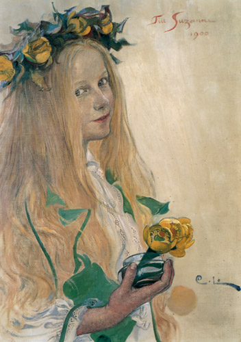 スザンヌ（命名日） [カール・ラーション, 1900年, スウェーデンの国民画家 カール・ラーション展より] パブリックドメイン画像 