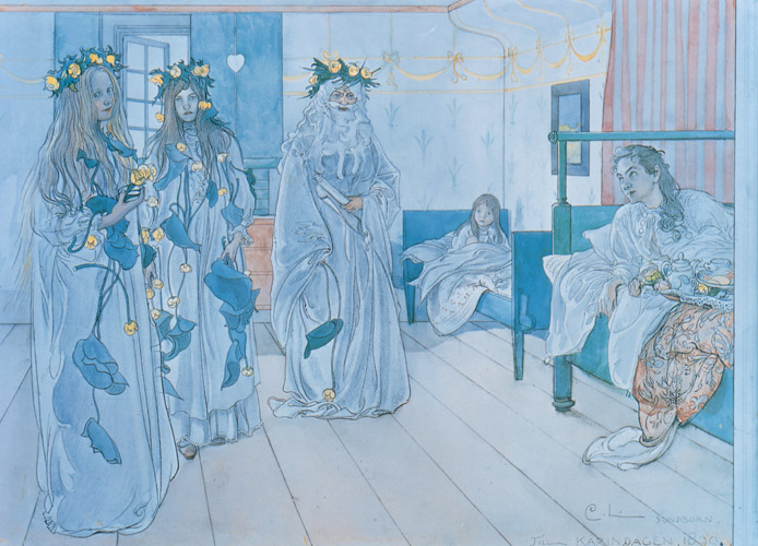 命名日のお祝い [カール・ラーション, 1899年, スウェーデンの国民画家 カール・ラーション展より] パブリックドメイン画像 