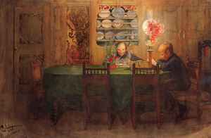 勉強 [カール・ラーション, 1898年, スウェーデンの国民画家 カール・ラーション展より]のサムネイル画像