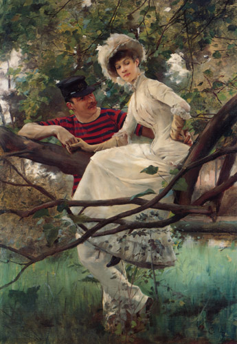 ロマンス [カール・ラーション, 1880-1882年, スウェーデンの国民画家 カール・ラーション展より] パブリックドメイン画像 