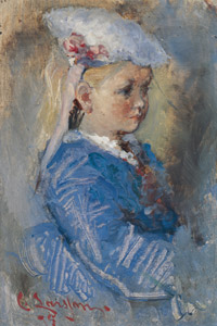 青い服の少女 [カール・ラーション, 1875年, スウェーデンの国民画家 カール・ラーション展より]のサムネイル画像