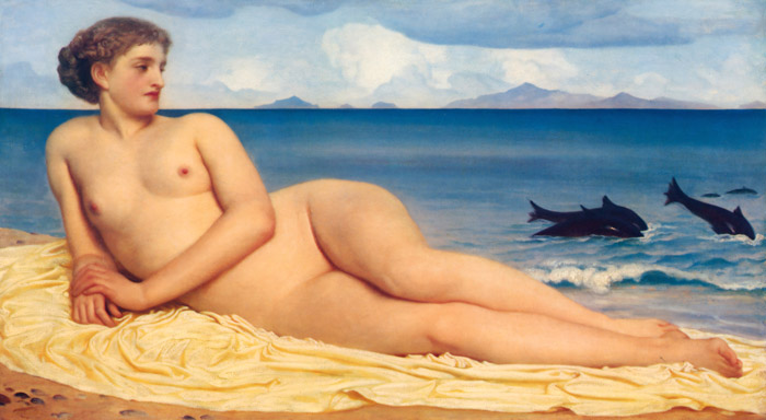 アクタイアー、浜辺のニンフ [フレデリック・レイトン, 1868年, Frederick Lord Leightonより] パブリックドメイン画像 