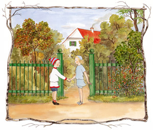 挿絵8 (家の前でお別れする男の子とかぜさん） [ジビュレ・フォン オルファース, かぜさんより]のサムネイル画像