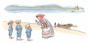 挿絵3 (いい子でいるよう子供たちに伝えるお出かけ前のお母さん） [エルサ・ベスコフ, ぼうしのおうちより]のサムネイル画像
