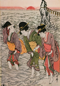Women on the Beach at Futami-ga-ura (Left) [Kitagawa Utamaro, 1806, from Ukiyo-e shuka; Museum of Fine Arts Boston III] Thumbnail Images