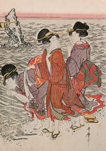 Women on the Beach at Futami-ga-ura (Center) [Kitagawa Utamaro, 1806, from Ukiyo-e shuka; Museum of Fine Arts Boston III] Thumbnail Images