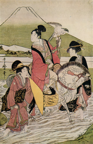 富士山麓の鷹狩り（中） [喜多川歌麿, 1800年, 浮世絵聚花 ボストン美術館3より] パブリックドメイン画像 
