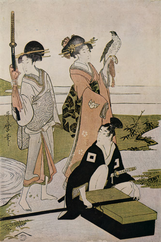 富士山麓の鷹狩り（右） [喜多川歌麿, 1800年, 浮世絵聚花 ボストン美術館3より] パブリックドメイン画像 