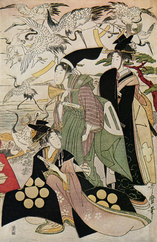 見立頼朝放鶴（右） [喜多川歌麿, 1805年, 浮世絵聚花 ボストン美術館3より] パブリックドメイン画像 