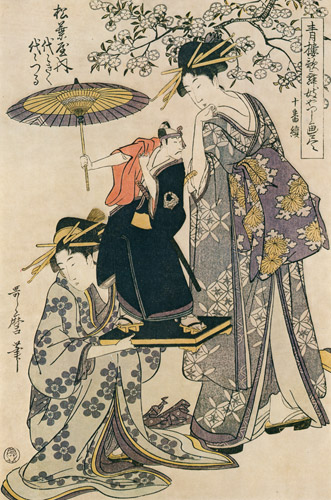 青楼歌舞伎やつし画尽 十番続（左） [喜多川歌麿, 1798年, 浮世絵聚花 ボストン美術館3より] パブリックドメイン画像 