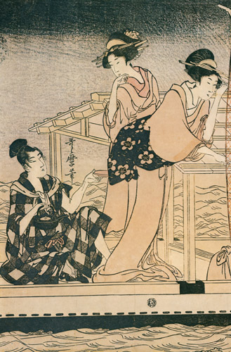 四手網（左） [喜多川歌麿, 1800–1801年, 浮世絵聚花 ボストン美術館3より] パブリックドメイン画像 