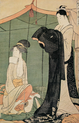 婦人泊リ客之図（右） [喜多川歌麿, 1794–1795年, 浮世絵聚花 ボストン美術館3より] パブリックドメイン画像 