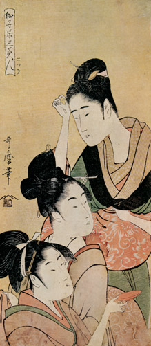 伽子居三美人 [喜多川歌麿, 1793–1794年, 浮世絵聚花 ボストン美術館3より] パブリックドメイン画像 