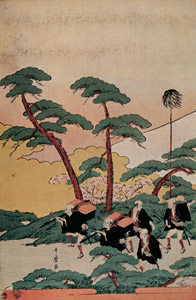 Daimyô’s Procession Passing Mount Fuji （Left) [Kitagawa Utamaro, 1791–1792, from Ukiyo-e shuka; Museum of Fine Arts Boston III] Thumbnail Images