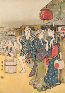 両国橋橋詰め（右） [喜多川歌麿, 1789-1790年, 浮世絵聚花 ボストン美術館3より]のサムネイル画像