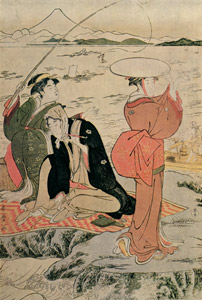 Fishing at Iwaya, Enoshima （Left) [Kitagawa Utamaro, 1790, from Ukiyo-e shuka; Museum of Fine Arts Boston III] Thumbnail Images