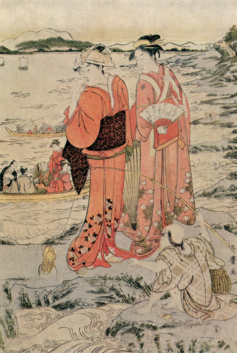 江之島岩屋の釣遊び（中） [喜多川歌麿, 1790年, 浮世絵聚花 ボストン美術館3より] パブリックドメイン画像 