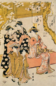 Courtesans under Cherry Trees in Front of the Daikokuya （Center) [Kitagawa Utamaro, 1789-1790, from Ukiyo-e shuka; Museum of Fine Arts Boston III] Thumbnail Images