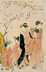 Courtesans under Cherry Trees in Front of the Daikokuya （Right) [Kitagawa Utamaro, 1789-1790, from Ukiyo-e shuka; Museum of Fine Arts Boston III] Thumbnail Images