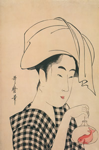 金魚鉢を下げる女 [喜多川歌麿, 浮世絵聚花 ボストン美術館3より]のサムネイル画像