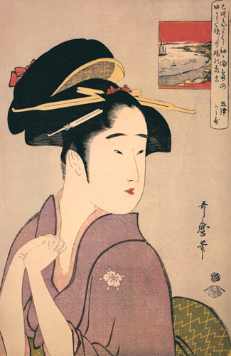 The Geisha Kamekichi of Sodegaura [Kitagawa Utamaro,  from Ukiyo-e shuka; Museum of Fine Arts Boston III]