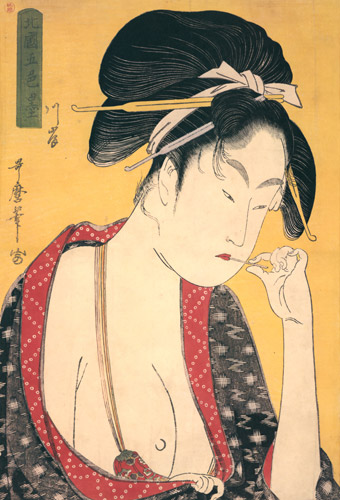 Moatside Prostitute, from the series Five Shades of Ink in the Licensed Quarter  [Kitagawa Utamaro,  from Ukiyo-e shuka; Museum of Fine Arts Boston III]