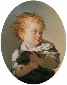 さくらんぼをかかえる子供 [ジャン・オノレ・フラゴナール, フラゴナール展 図録 （1980年）より]のサムネイル画像