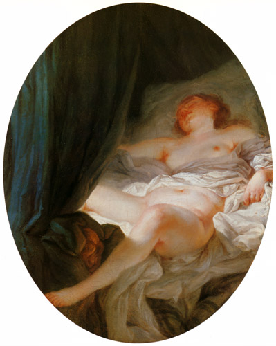 眠る女 [ジャン・オノレ・フラゴナール, フラゴナール展 図録 （1980年）より] パブリックドメイン画像 