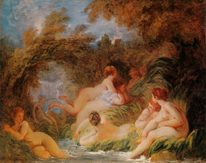 水浴する女たち [ジャン・オノレ・フラゴナール, フラゴナール展 図録 （1980年）より]のサムネイル画像