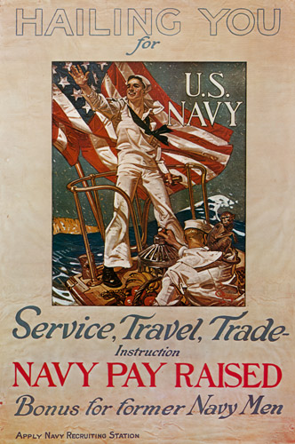 1918年のアメリカ海軍の募集ポスター [J・C・ライエンデッカー, 1918年, The J. C. Leyendecker Poster Bookより] パブリックドメイン画像 