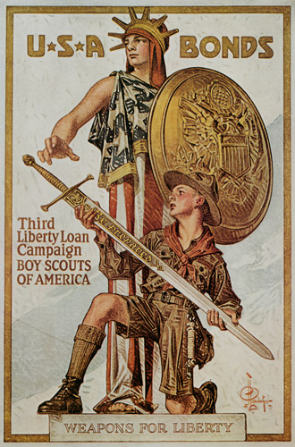 自由の為の武器 [1917年の戦時国債のポスター] [J・C・ライエンデッカー, 1917年, The J. C. Leyendecker Poster Bookより] パブリックドメイン画像 