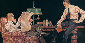 読書する男たち [アロー・カラーの広告] [J・C・ライエンデッカー, 1914年, The J. C. Leyendecker Poster Bookより]のサムネイル画像