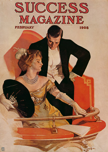 1908年2月号のサクセスマガジンの表紙 [J・C・ライエンデッカー, 1908年, The J. C. Leyendecker Poster Bookより] パブリックドメイン画像 
