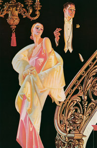 階段を下りるカップル [アロー・カラーの広告] [J・C・ライエンデッカー, The J. C. Leyendecker Poster Bookより]のサムネイル画像