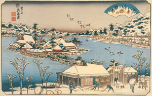 Edo Hakkei (Eight Sights of Edo) : Evening snow at Shinobugaoka [Keisai Eisen,  from The exhibition of Keisai Eisen : in memory of the 150th anniversary after his death] Thumbnail Images
