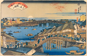 Edo Hakkei (Eight Sights of Edo) : Evening glow at the Ryôgoku-bashi Bridge [Keisai Eisen,  from The exhibition of Keisai Eisen : in memory of the 150th anniversary after his death] Thumbnail Images