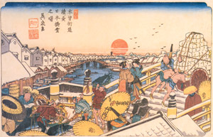Sequel to Kiso Kaidô Series, 1 : Dawn in snow at Nihombashi [Keisai Eisen,  from The exhibition of Keisai Eisen : in memory of the 150th anniversary after his death] Thumbnail Images