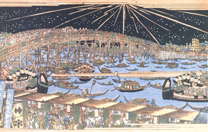 Cooling off at the Ryôgoku-bashi Bridge [Keisai Eisen,  from The exhibition of Keisai Eisen : in memory of the 150th anniversary after his death] Thumbnail Images